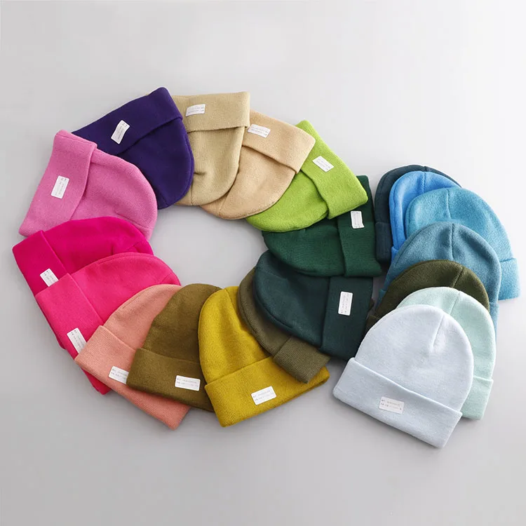 New Design Cotton Man Knitted Beanie Hat And Cap With Woven Label