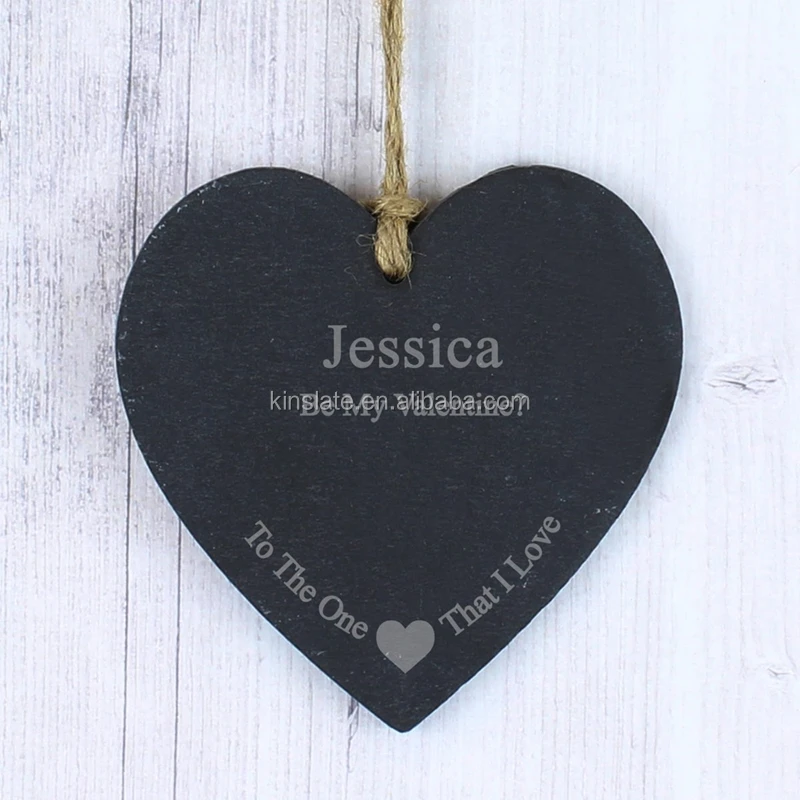 Manufactory Wholesale Eco-friendly natural heart shape slate gift tags for decoration 15 x 15 cm