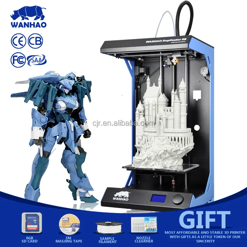 WANHAO D5S big build size 3d printer 295*195*590 mm high resolution 0.02 mm printers for three dimensional printing 3d printer