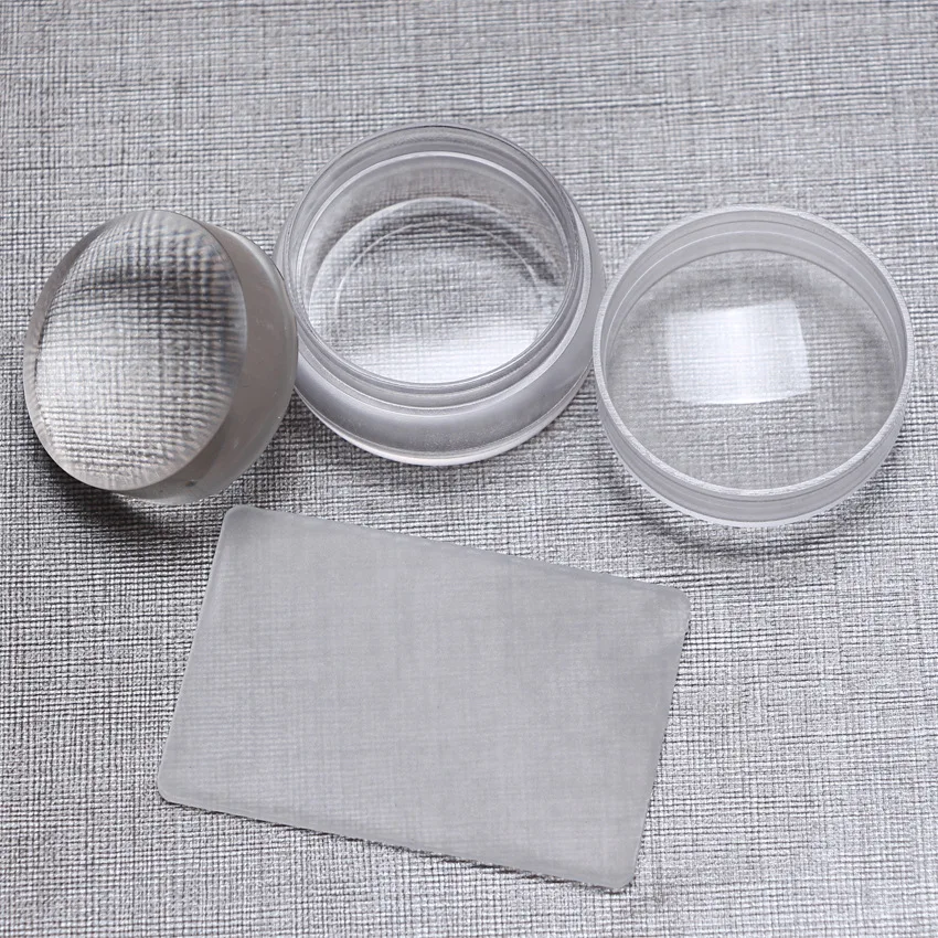  transparent clear jelly nail art stamper chess design with scraper