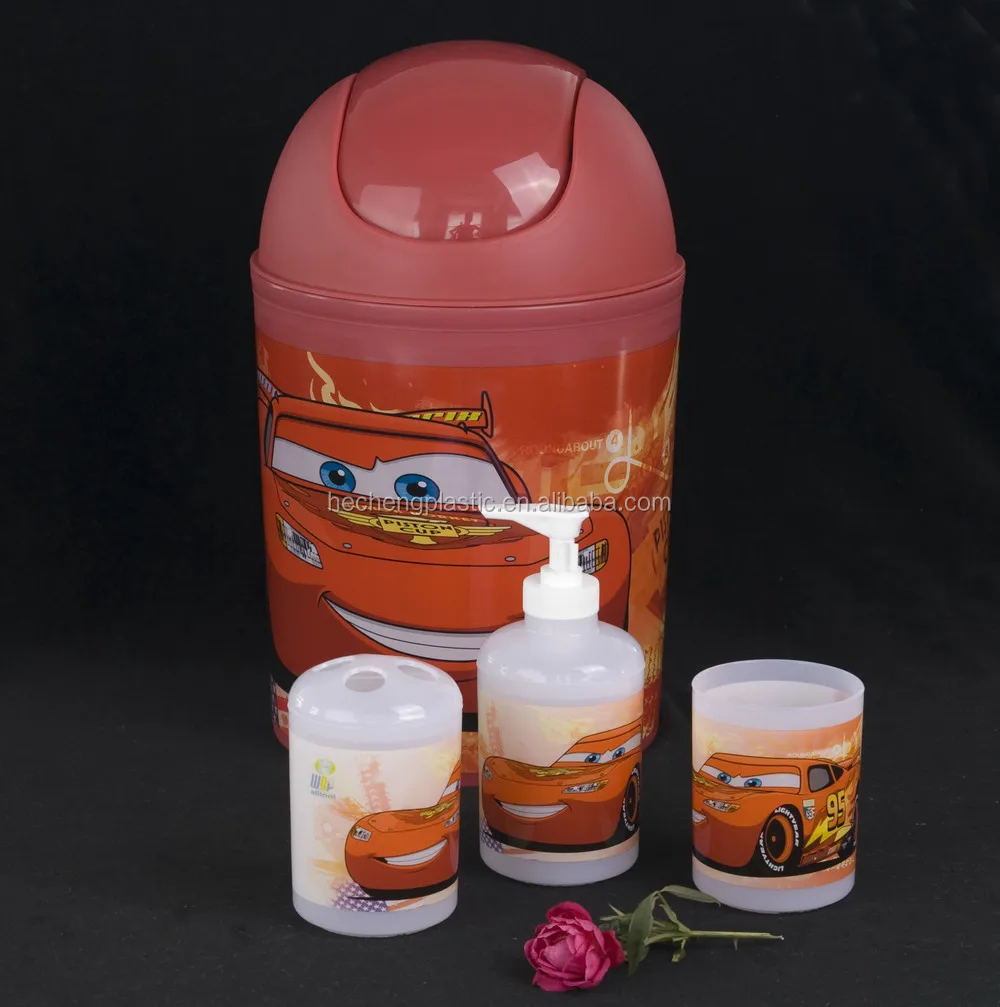 High Quality Household Wares Toilet Accessory 6PCS Plastic Purple Bathroom Set