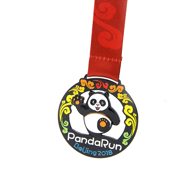 Xieyuan Wholesale Customized Logo With Ribbon Blank Gold Silver Medals Custom Metal Sport Cute panda Medal