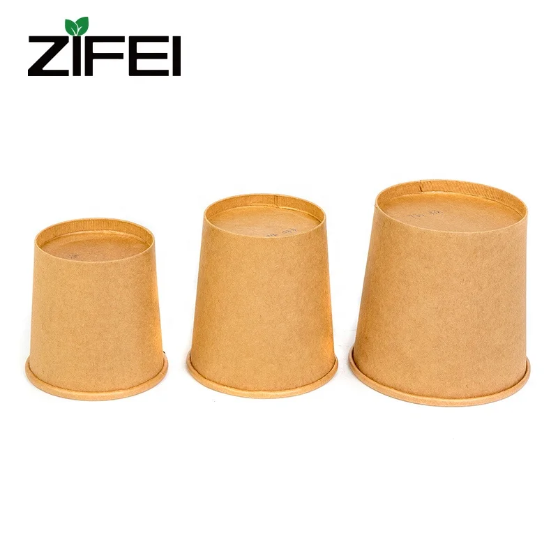 
780ml custom printed disposable take out paper food container kraft paper cup salad soup ice cream cup with lid 
