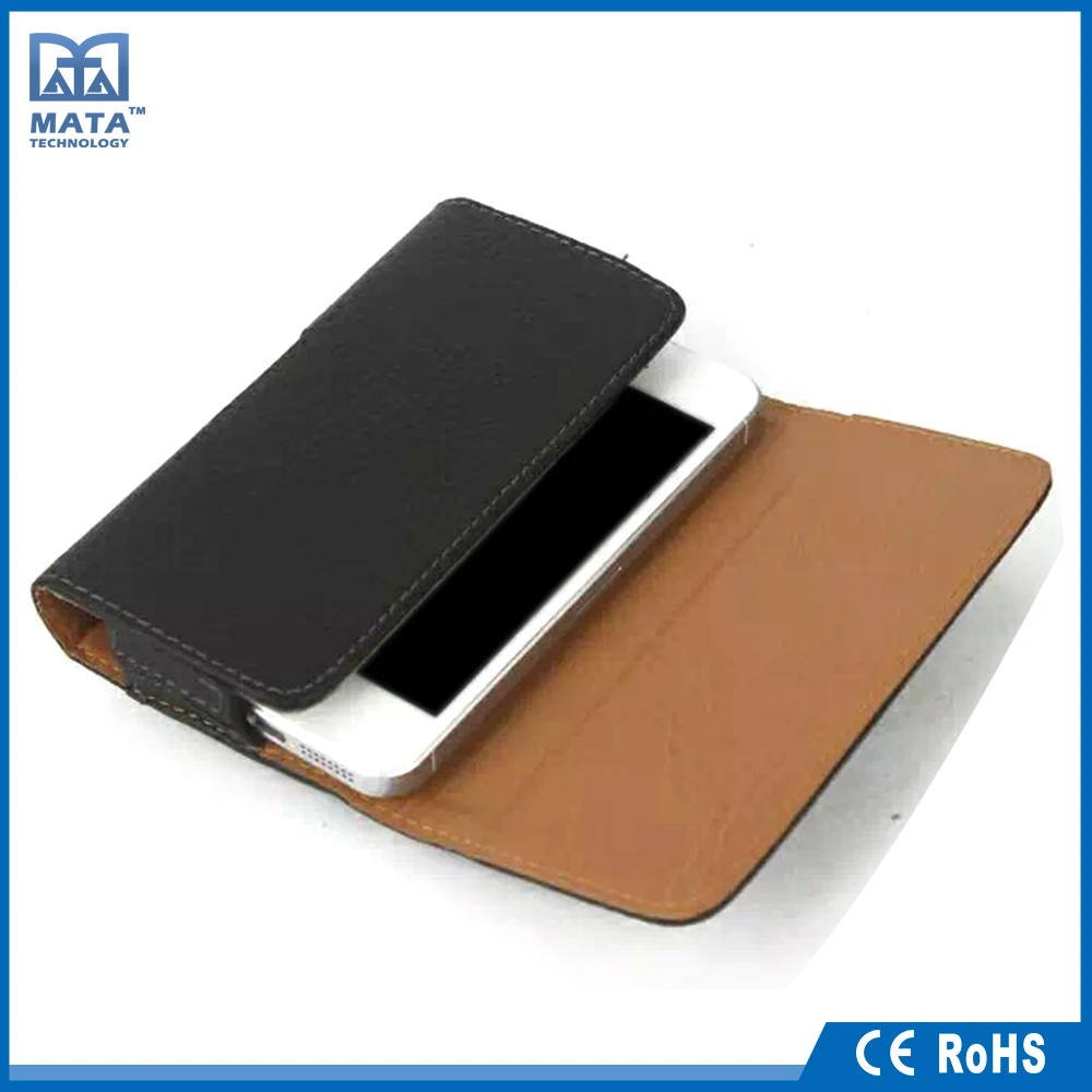 Customized back clip mobile phone leather flip case for iphone