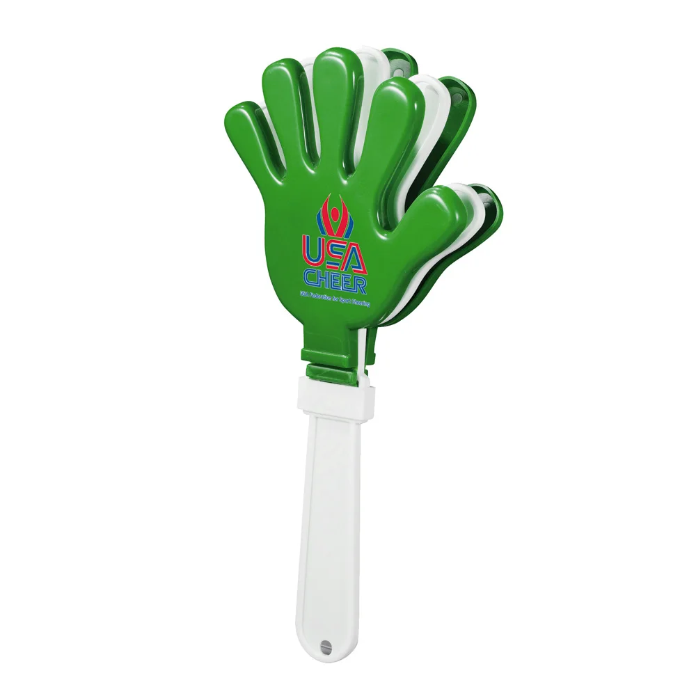 
Fashion style cheap price high quality cute white handle colorful palm shaped competition fun clap football cheering items 