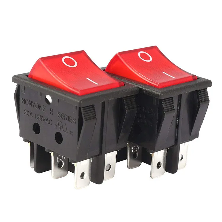 Red Button On/off Double Pole Single Throw Rocker Switch