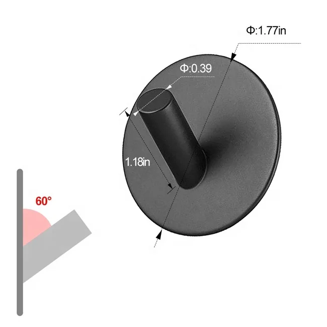 Black Adhesive Hooks Stainless Robe Hooks Heavy Duty Strong Adhesive Wall Hooks