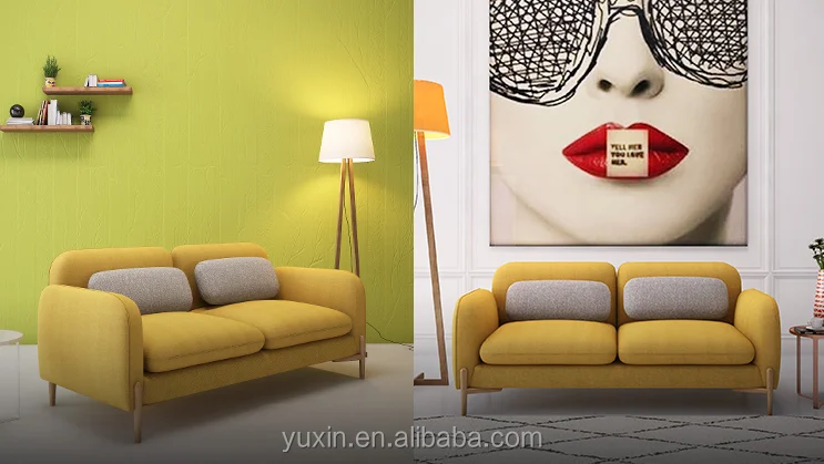 Yellow fabric sofa set modern style