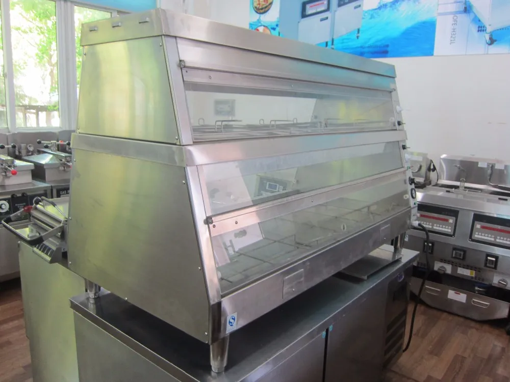 DBG-2000 KFC Kitchen Warming Showcase, Fried chicken Warmer Display, glass display showcase