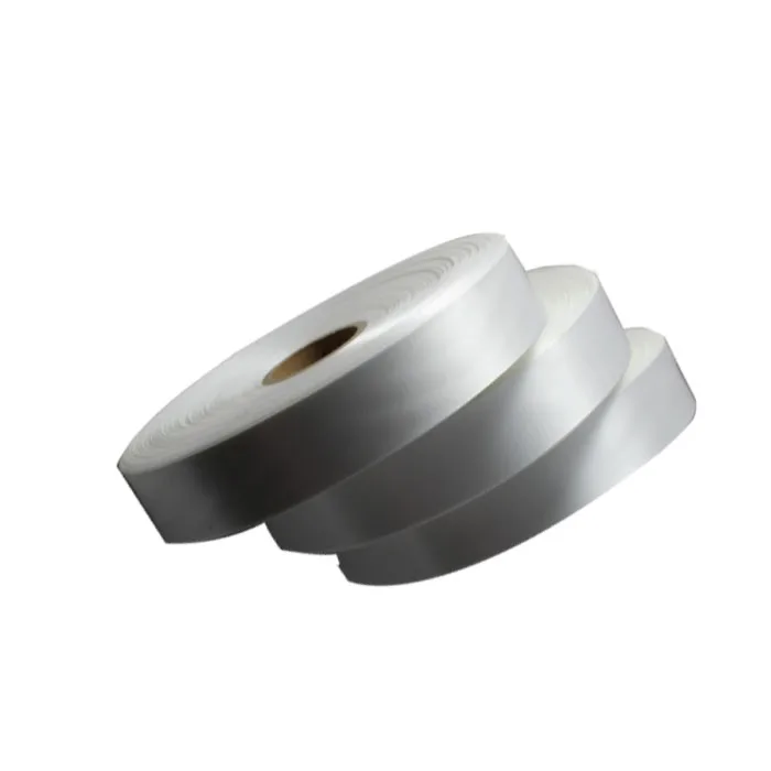 Textile 100% polyester thermal printed white black color fabric satin ribbon