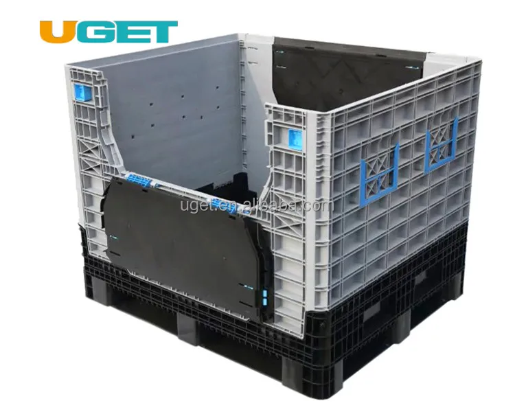 New HDPE Transportation Storage Mesh Fruit Large Stackable Plastic Foldable Pallet Moving Boxes