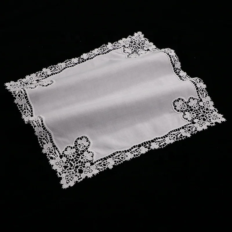 
A002: White premium cotton lace handkerchiefs crochet hankies for women/ladies wedding gift 
