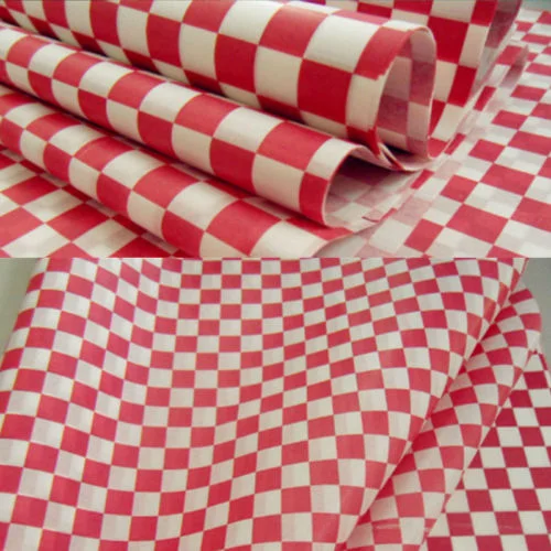 
Hot Sale Red and white lattices Print Food Oil proof Bread Packing Wax Paper Sandwich Wrapping Paper 