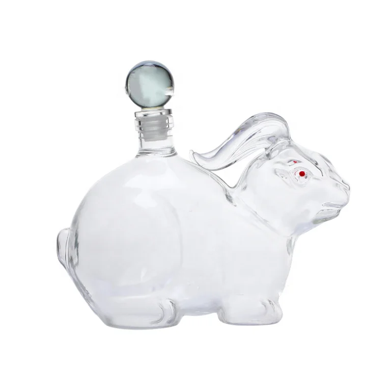 Factory Direct Sale Borosilicate Animal Rabbit Shaped Clear Glass Decanter Wine Bottle