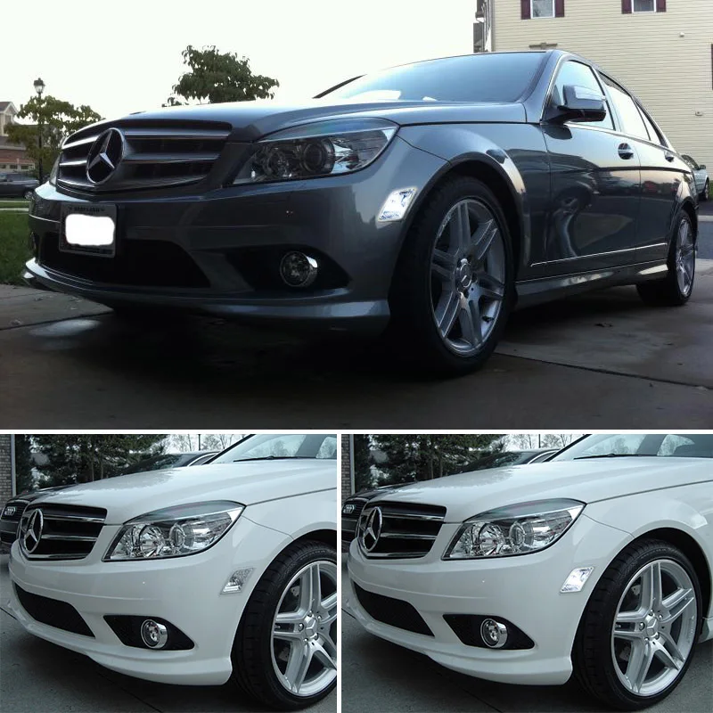 Clear Lens Side Marker Lights w/White LED For 2008-2011 Mercedes Benz W204 C250 C300 C350 C63 AMG Side Marker Lights