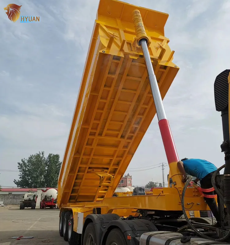 3 Axle 60Ton Hydraulic Cylinder Rear Dump Tipper End Dumper Semi Trailers