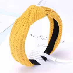 Fashion Wholesales Women Hair Accessories Headband Solid Color Knitting Twisted Knotted Headband For Girls