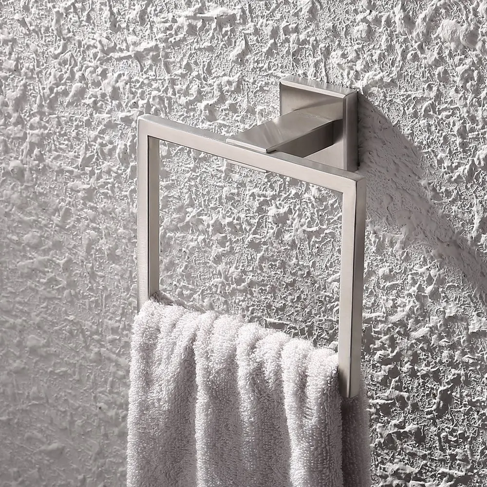 
SUS 304 Stainless Steel Bath Towel Holder Hand Towel Ring Hanging Towel Hanger Bathroom Accessories Contemporary Hotel Square St 