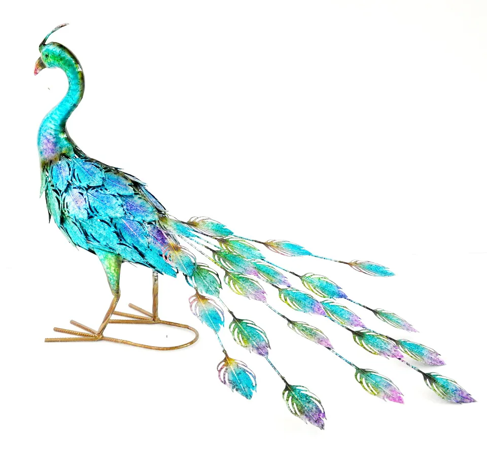 yard art ornaments outdoor metal Peacock Figurine