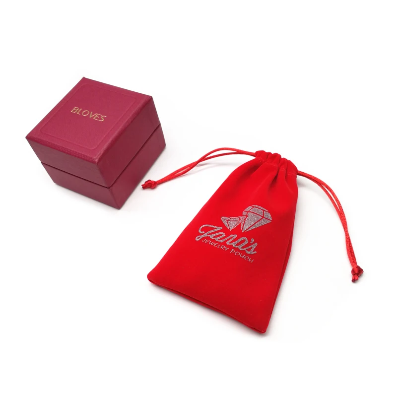 Custom printed jewelry velvet pouch with logo