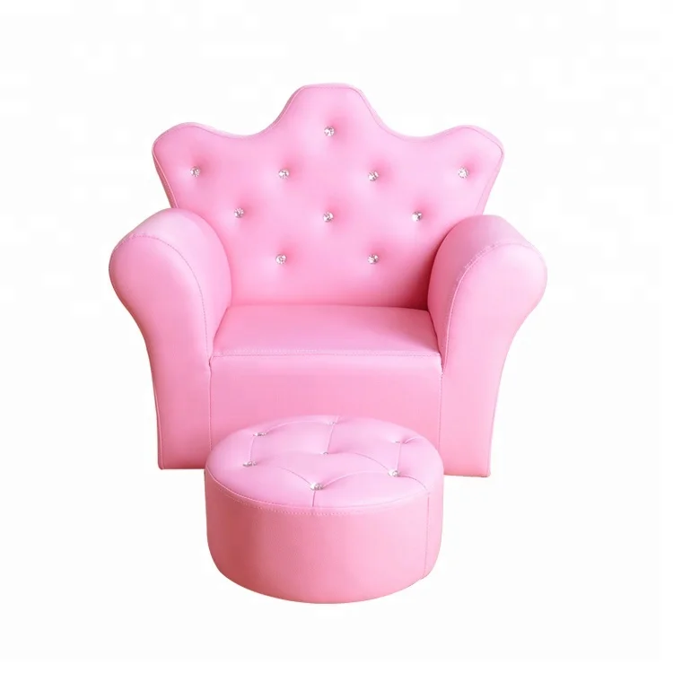 Crystal Crown Sofa with Ottoman Lovely Sofa Set for Girls