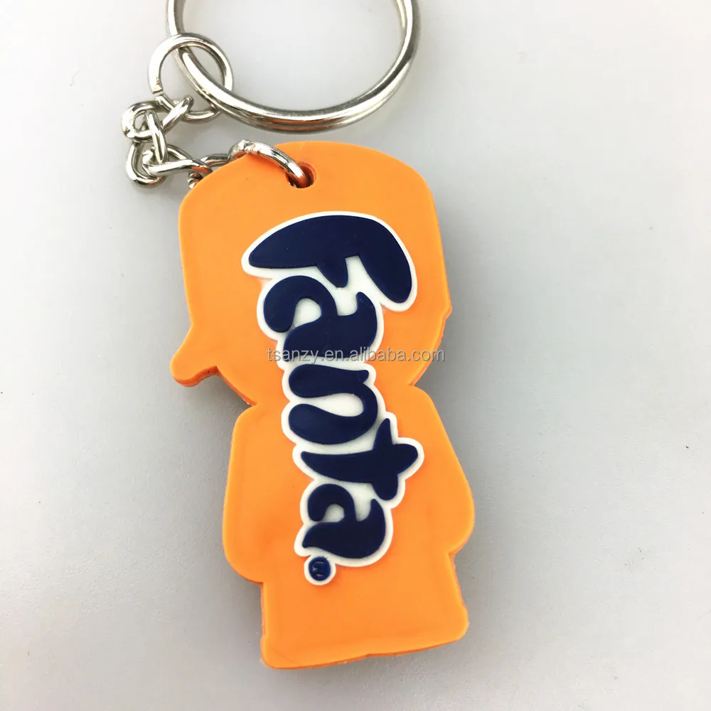 Promotional advertising gift soft PVC Fanta cartoon figure rubber key chains