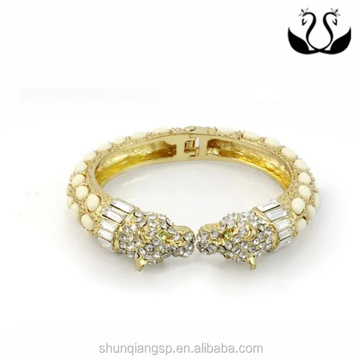 Europe and the United States to kiss acrylic jewelry exaggerated animal leopard head spring opening custom alloy bracelet