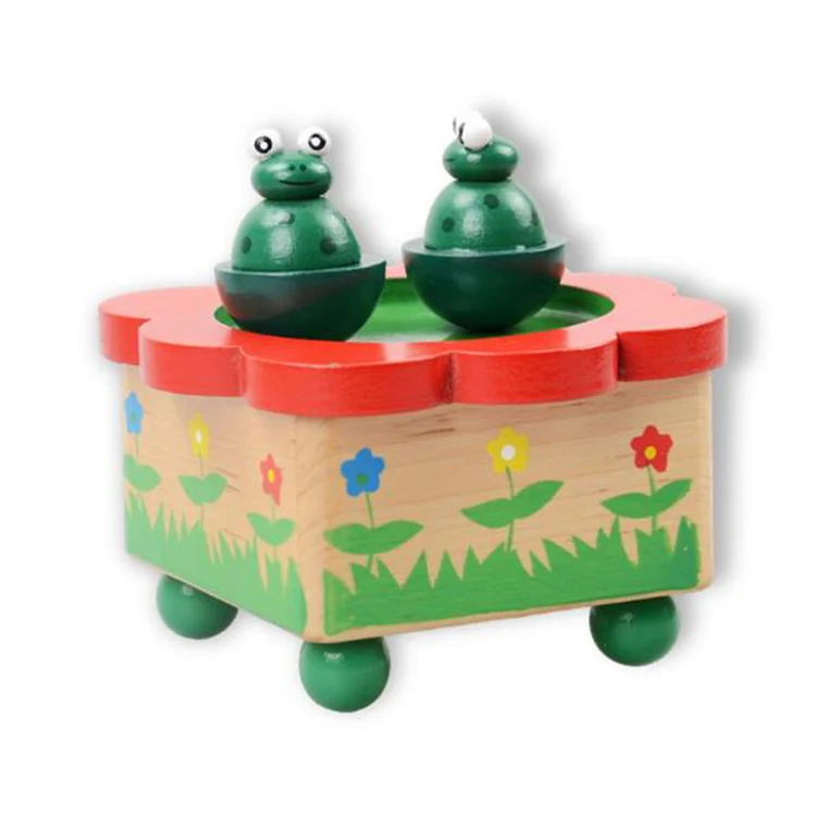 Cartoon Animal Magnetic Wooden Music Box Rotate Tumbler Birthday Gift Music Box