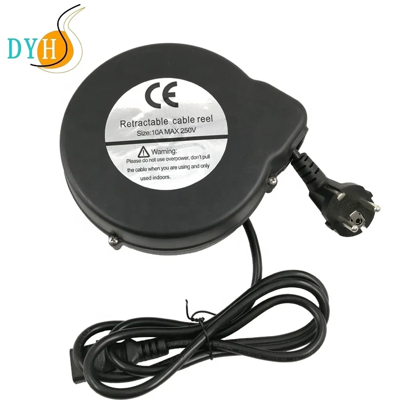 Потолочный выдвижной кабель питания с европейской вилкой, 5 м, катушка для электроники