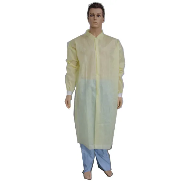 Shirt collar non woven PP surgical gown lab coat cheap price medical doctor disposable non woven hospital gown