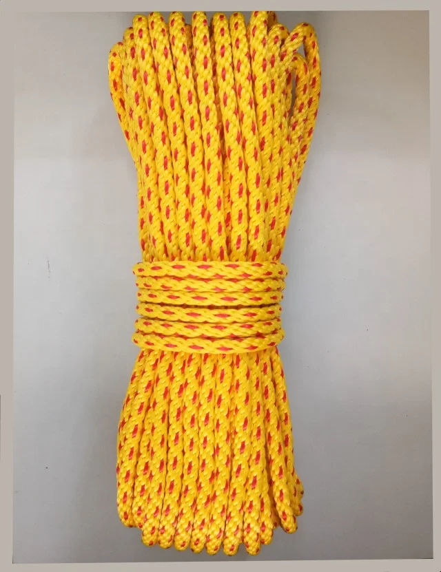 high strength PE solid braided rope PP monifilament 12 strands solid braided round rope