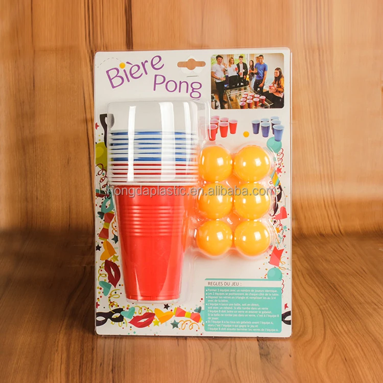 Одноразовая Пластиковая Красная чашка для вечеринки с набором шариков пинг понга