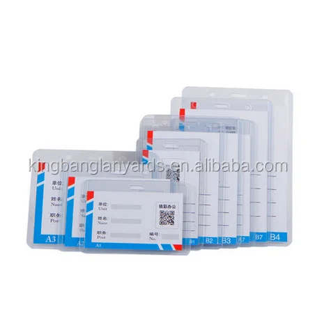 Badge holder hard pvc clear plastic id card case holder