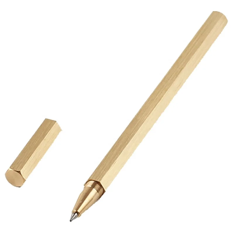 Six-Edge Brass Gel Pen Stationery custom coat metal ballpoint pens