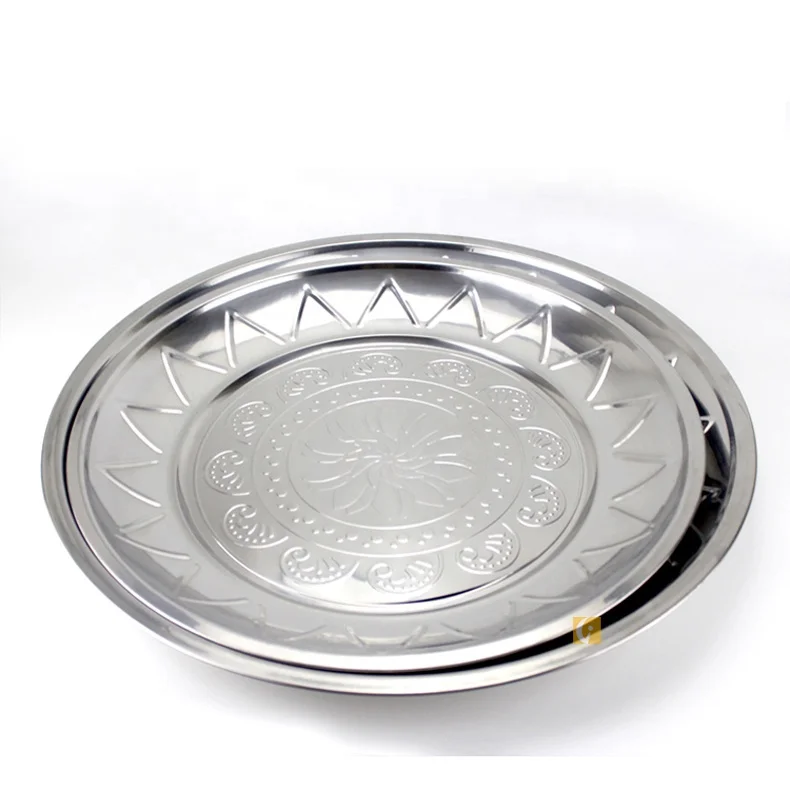 20cm Silvery Stainless Steel Dinner Plate Indian Dishes For Restaurant Food dinnerware plate