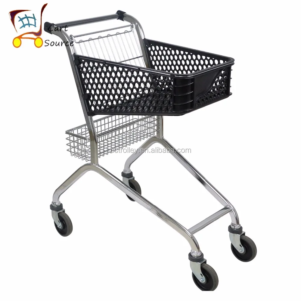 
MOQ 500 PCS 50L European Style Plastic Shopping Trolley Cart With Plastic Basket And Metal Frame 