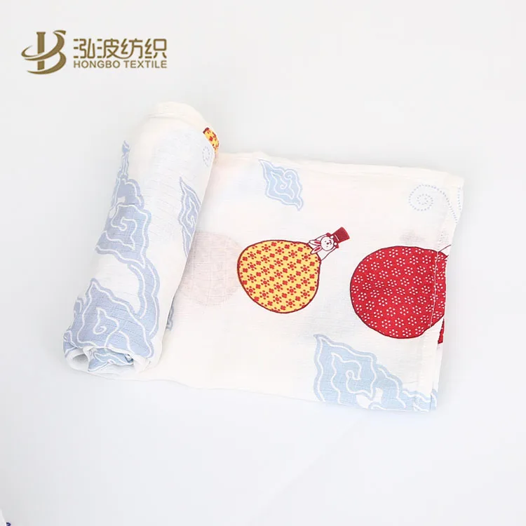 Baby Blanket Manufacturer 100% Cotton Printed Muslin Fabric Baby Swaddle Blanket Bamboo Baby Muslin Wrap Cloth