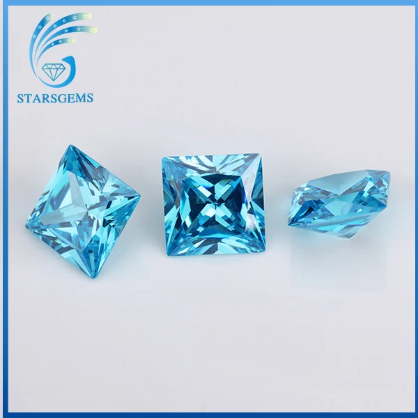 
loose square gemstone brilliant princess cut blue cubic zirconia gem stone 