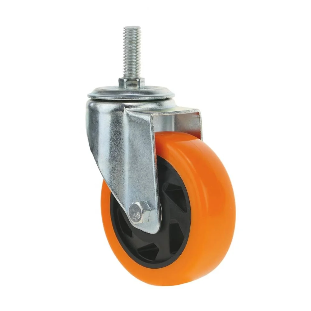 M12 thread stem cart caster 4 inch 100mm*32mm  PVC heavy duty caster wheel 100kg loading capacity handtruck caster