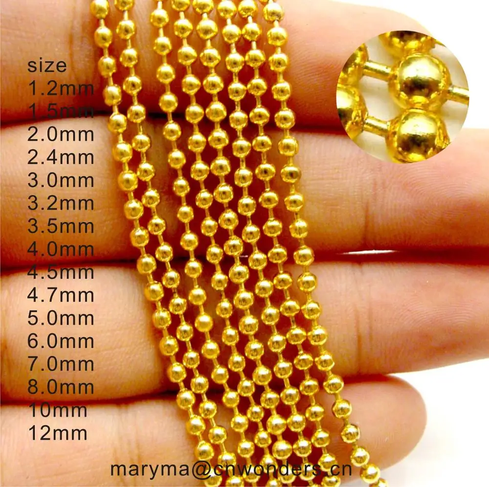 Wholesale gold stainless steel ball chain