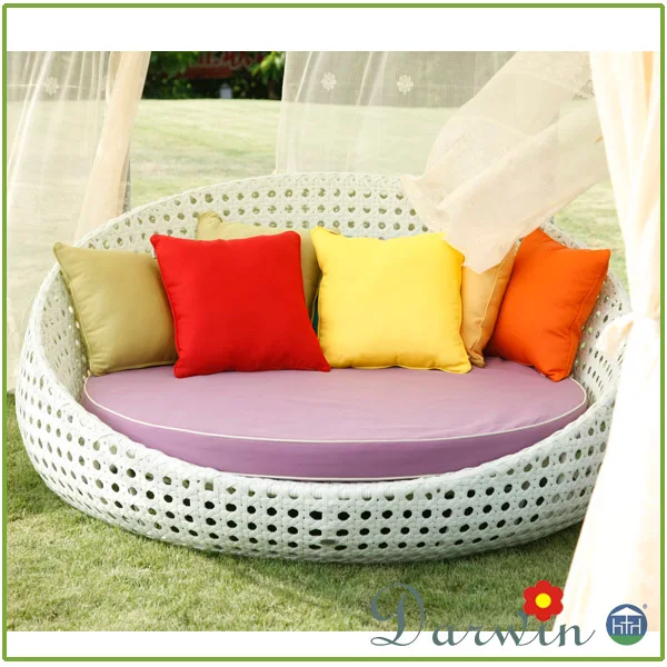 Садовая мебель, плетеный шезлонг, диван-кровать из ротанга, круглый диван-шезлонг