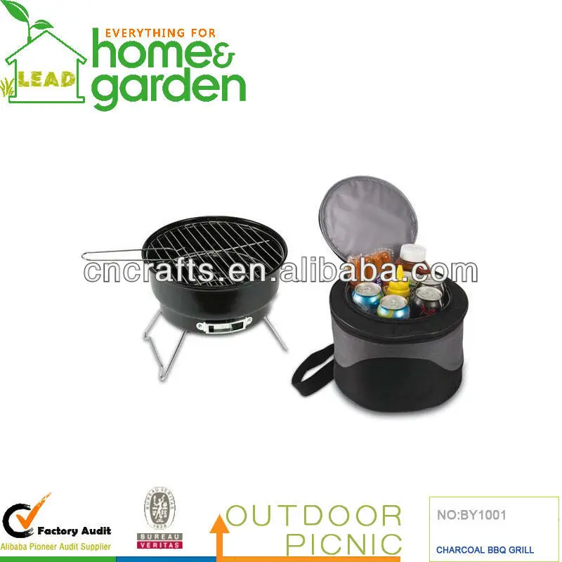 
2 in 1 Portable Outdoor Charcoal Barbecue BBQ Grill With A Cooler Bag 
