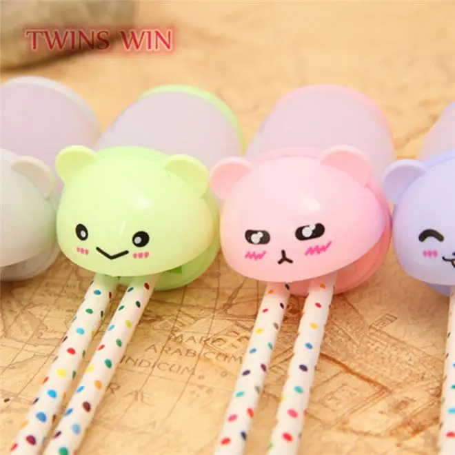 factory direct luxury Kawaii bear design rubber pencil sharpener for Korean 2018 new innovative stationery product