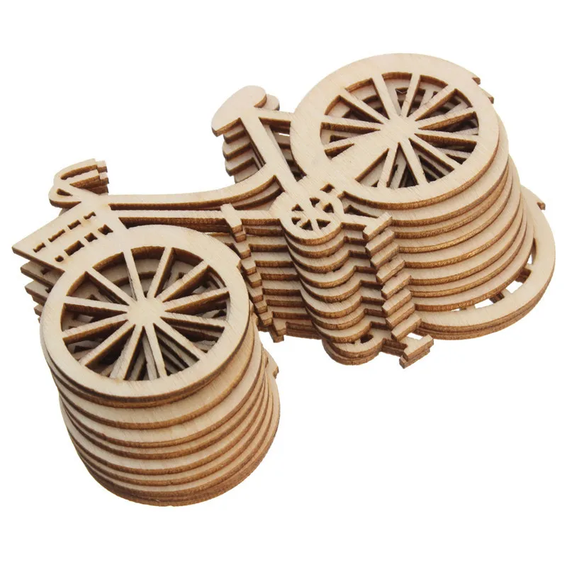 Wooden Bicycle Bike Cutout Veneers Slices DIY Crafting Ornament For Wedding Engagement Festival Theme Party