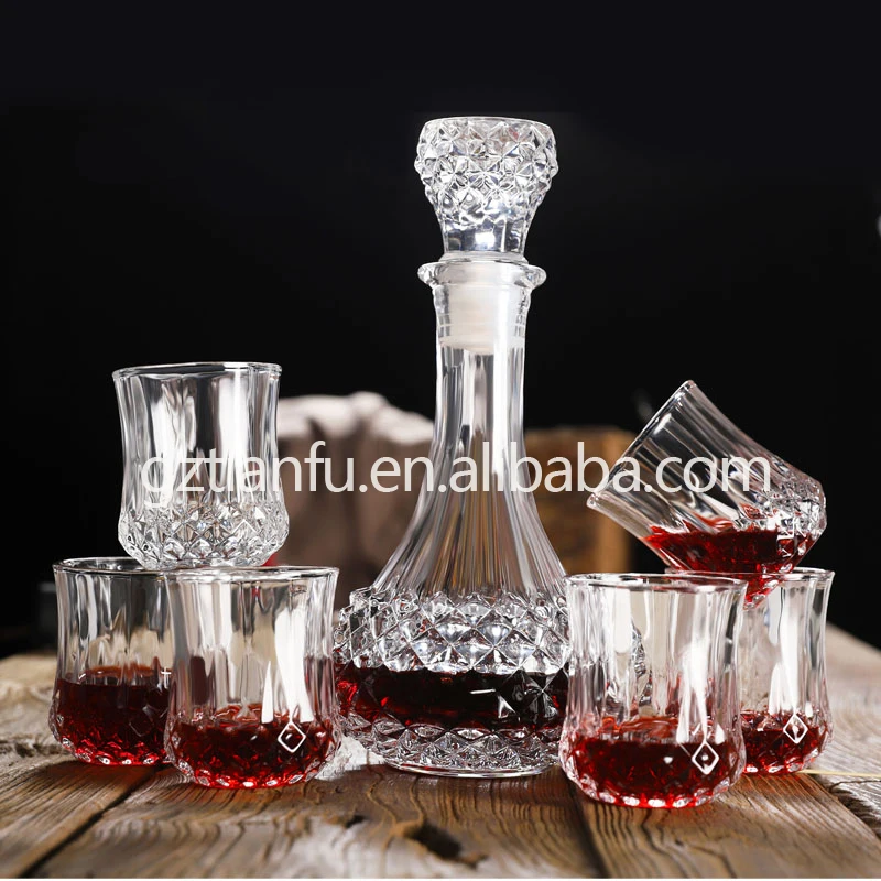 luxury 7 pcs golfCrystal Whiskey Decanter bar set for Wine, Bourbon, Brandy and Liquor 800ml