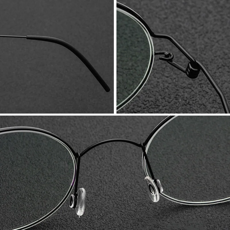 Screwless Eyewear Titanium Alloy Eyeglasses Women Ultralight Round Myopia Optical Frame Denmark Korean Prescription Glasses