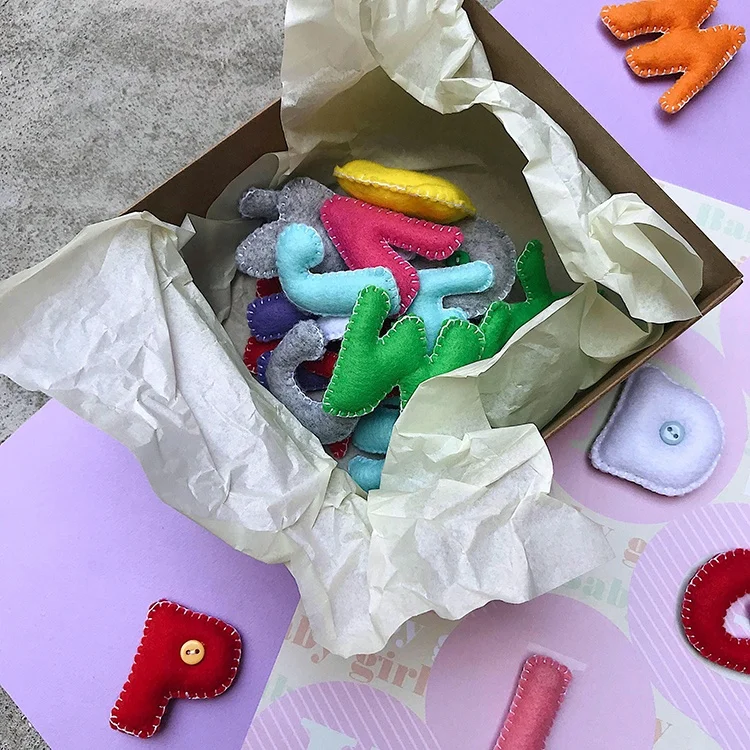 
English felt alphabet toys letter block with hand sewing 
