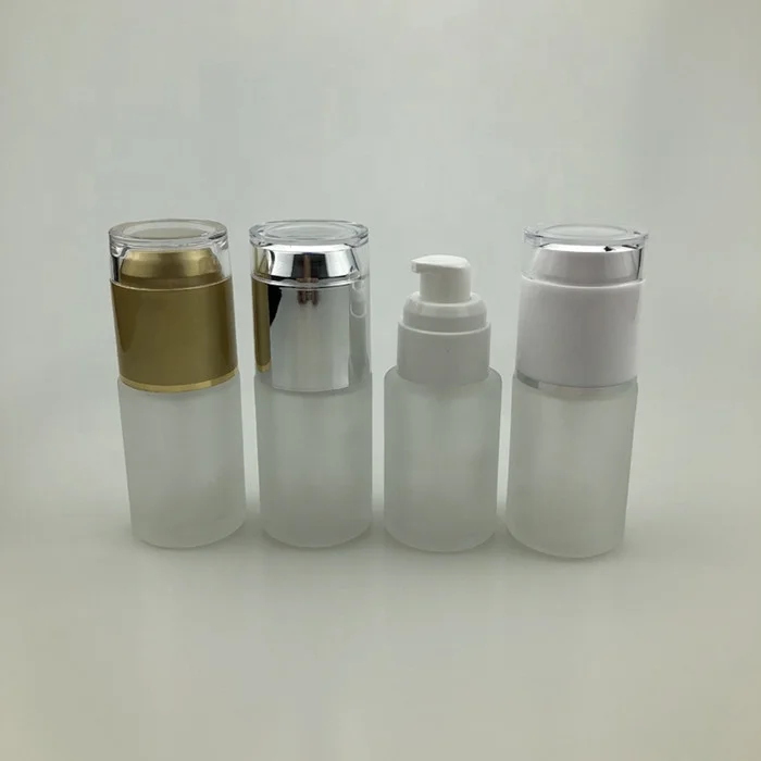 30ml clear frosted glass  with sprayer and duck pump lotion  bottle