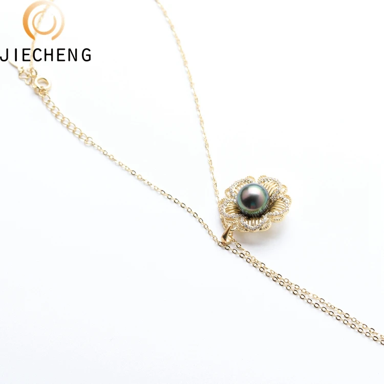 9-10mm AAA black Tahiti saltwater pearls wholesale 925 sterling silver natural pearl pendant designs