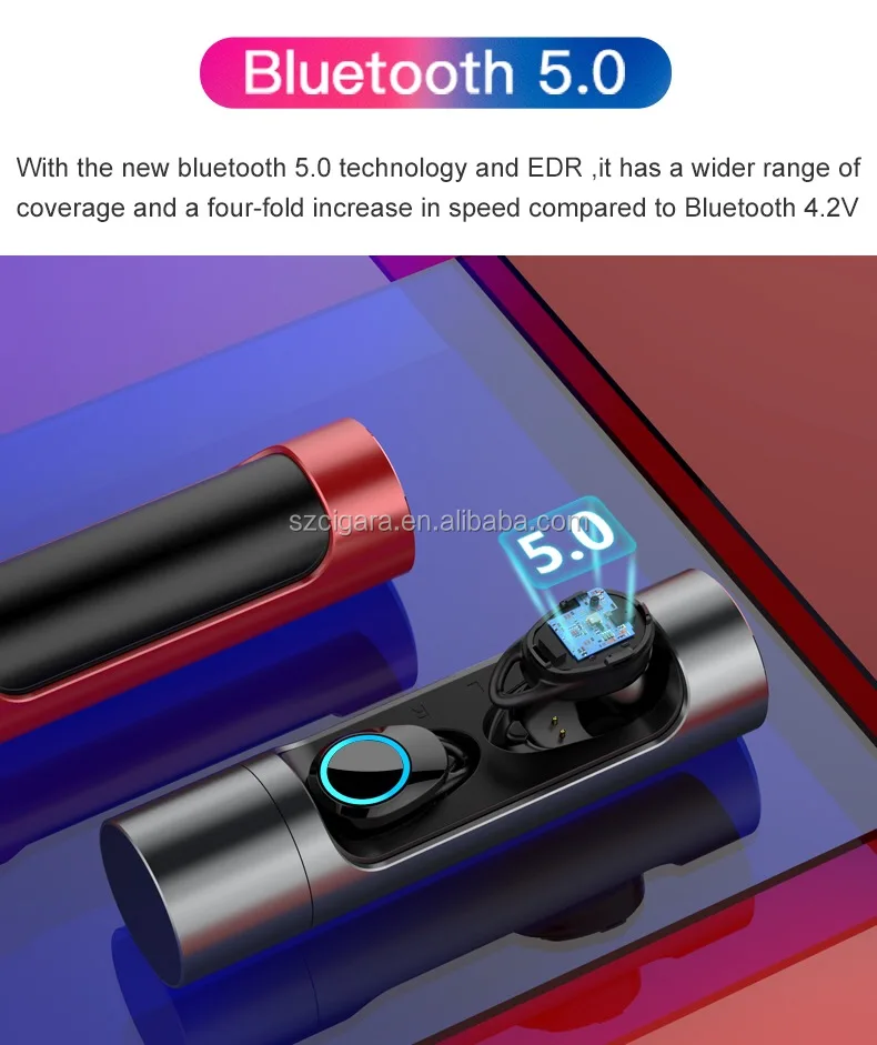 
2021 newest model 5.0 TWS earbuds IPX7 with zinc capsule charging box amazon wish ebay hot selling earphone 